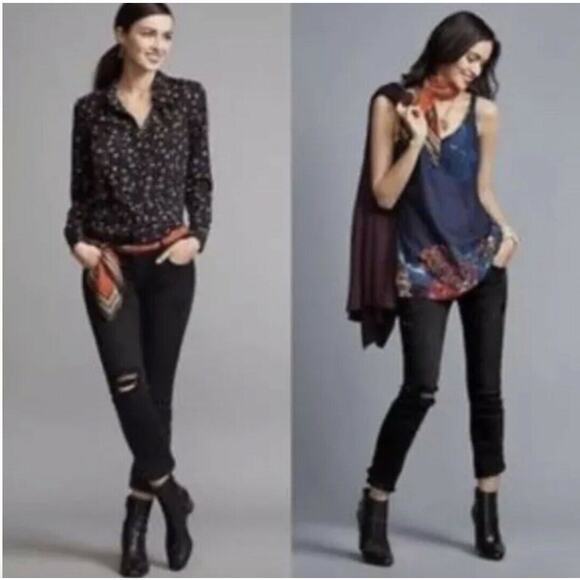 CAbi #3387 Slim Boyfriend Distressed Black Jeans 4 / 27 Capsule Wardrobe Staple - Picture 1 of 10